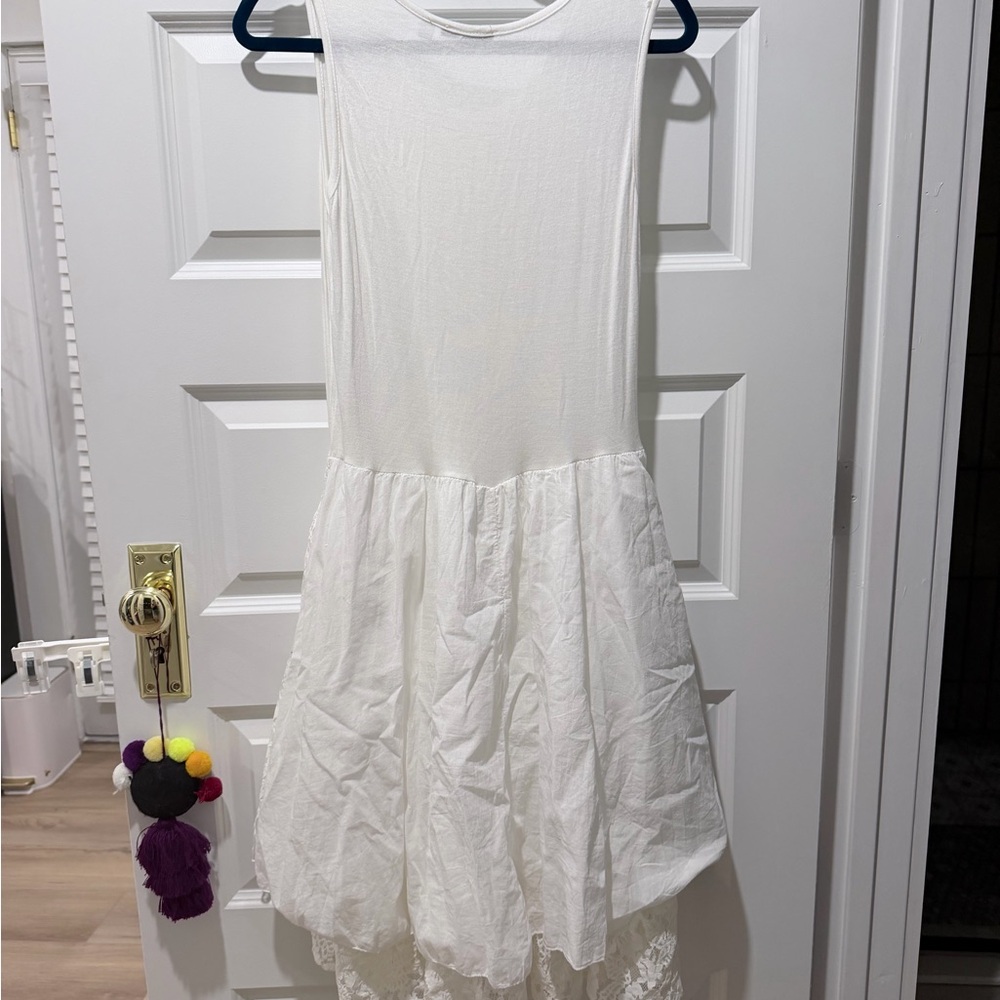 Vasna Made in Italy Cotton White Lace Summer Sleeveless Dress - Picture 3 of 3